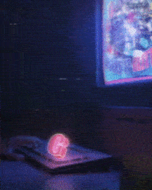 a "G" letter falling from computer monitor and bouncing off the floor